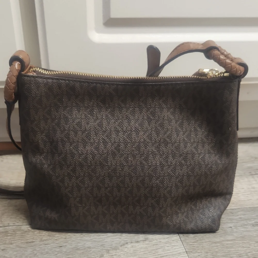 Michael Kors Dark Brown and Tan Crossbody Bag